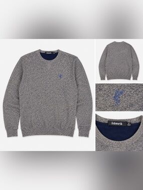 Ashworth Golf Crewneck Sweater Heathered Blue Gray (subtle charcoal/ tan)Men’s M